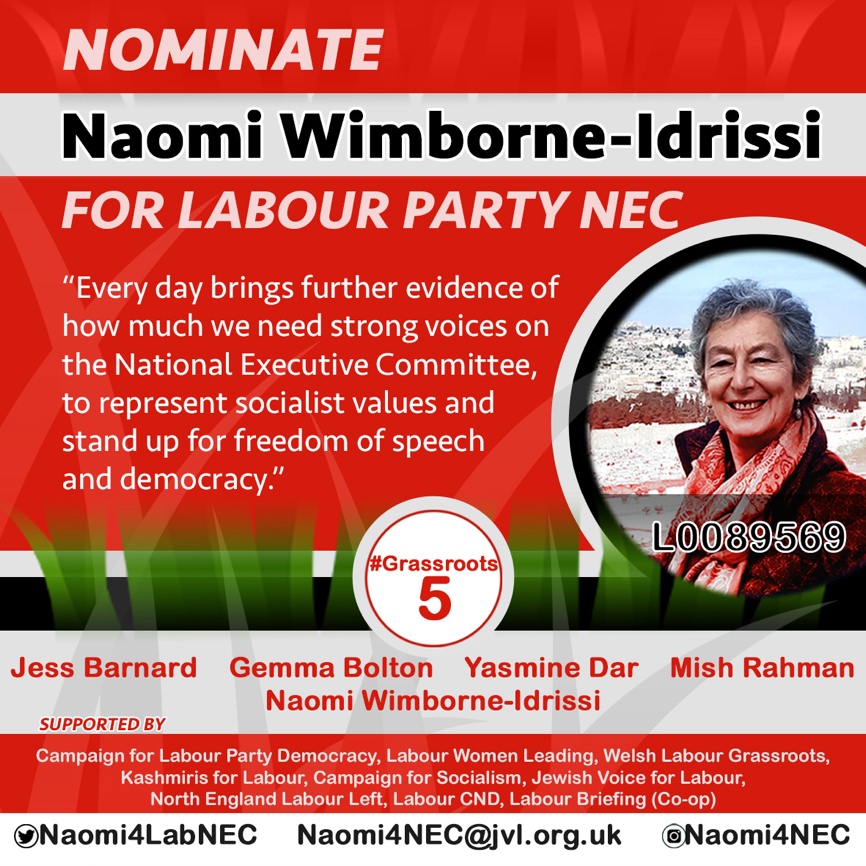 Graphic to nominate Naomi Wimborne-Idrissi for Labour NEC